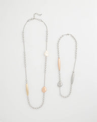 Mixed Metals Copper and Silver Double Strand Necklace