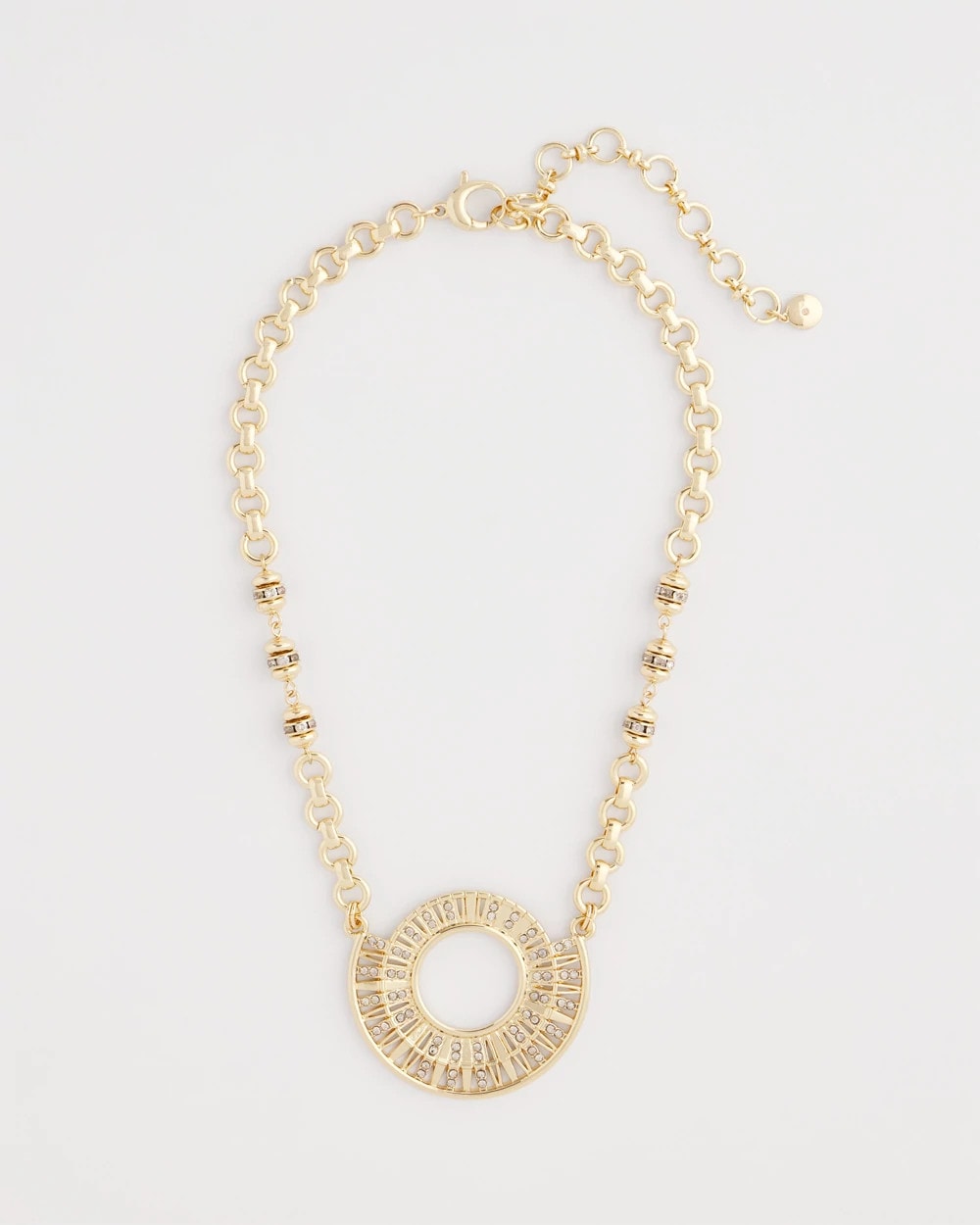 Gold Sparkling Goldtone Circle Pendant Necklace