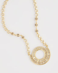 Gold Sparkling Goldtone Circle Pendant Necklace