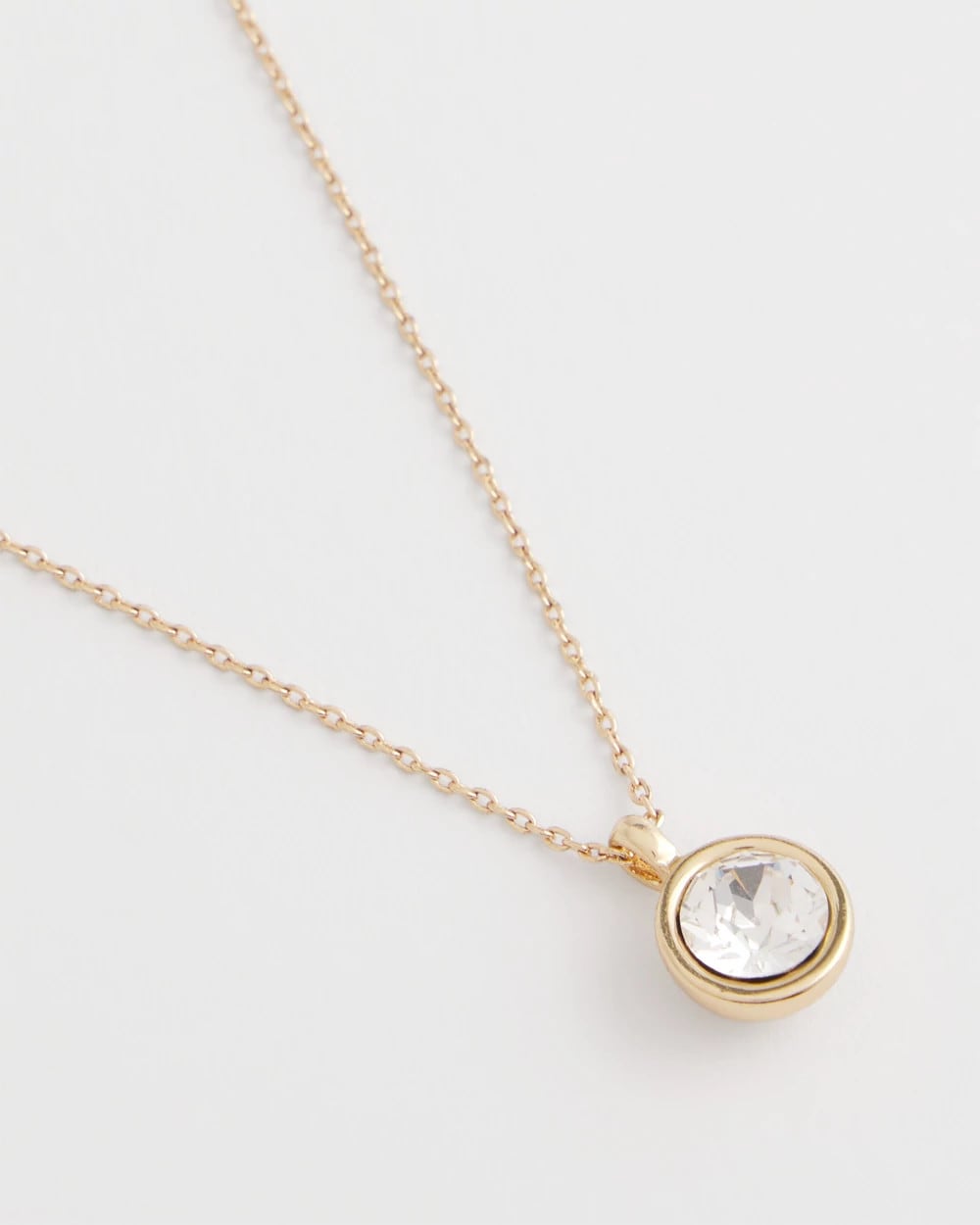 Gold Bezel Set Pendant Goldtone Necklace