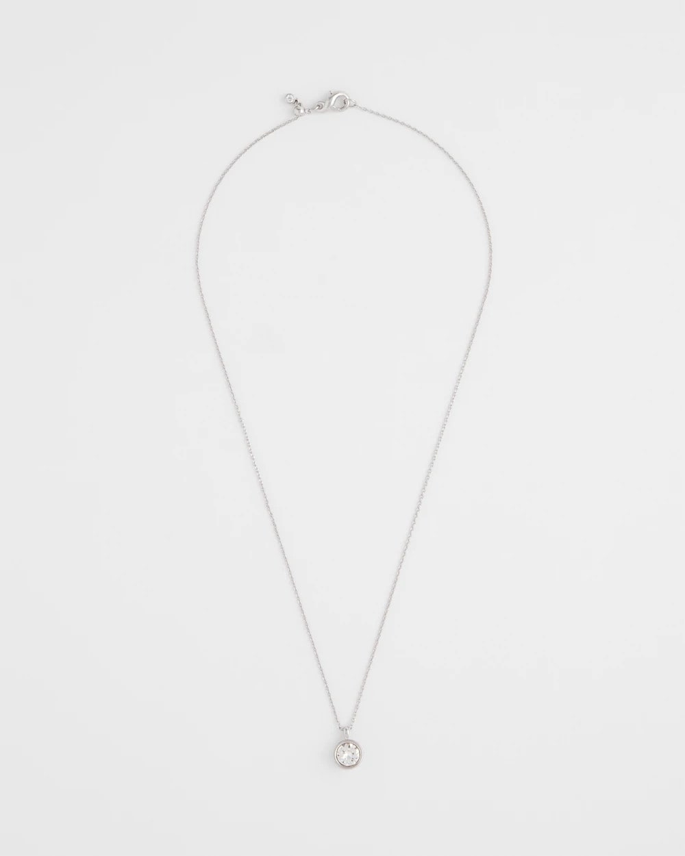 Silver Bezel Set Pendant Silvertone Necklace