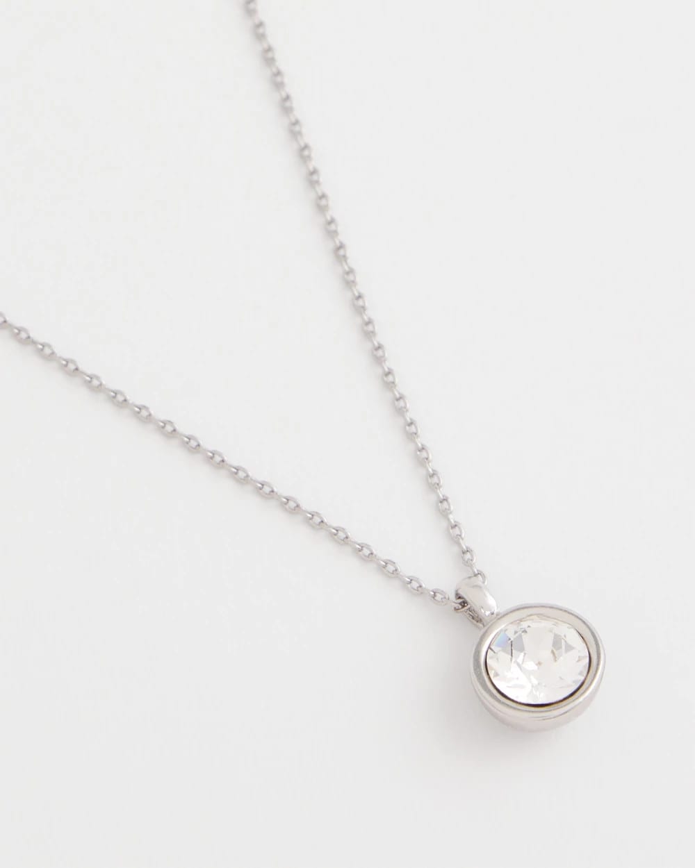 Silver Bezel Set Pendant Silvertone Necklace