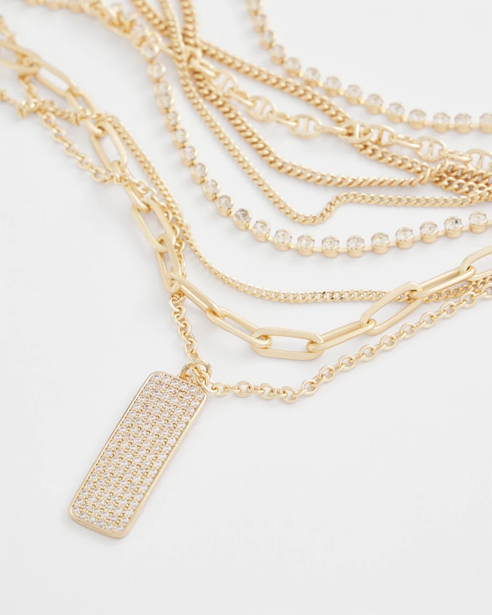 Gold Convertible Gold Pave Pendant Necklace