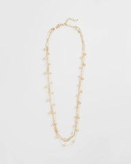 Gold Multistrand Beaded Goldtone Necklace