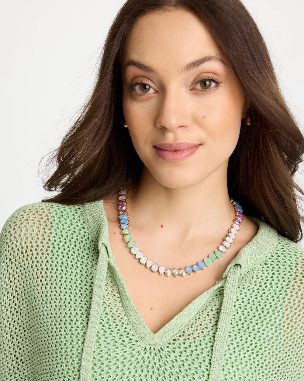 Multi Teardrop Tennis Necklace