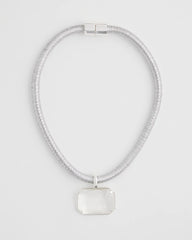 Silver Silvertone Gem Pendant Cord Necklace