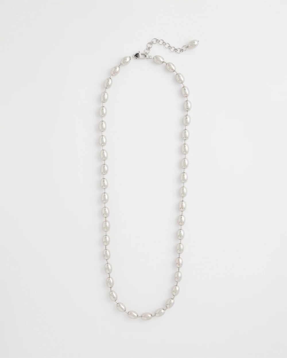 Silver Silver Bead Long Single Strand Necklace