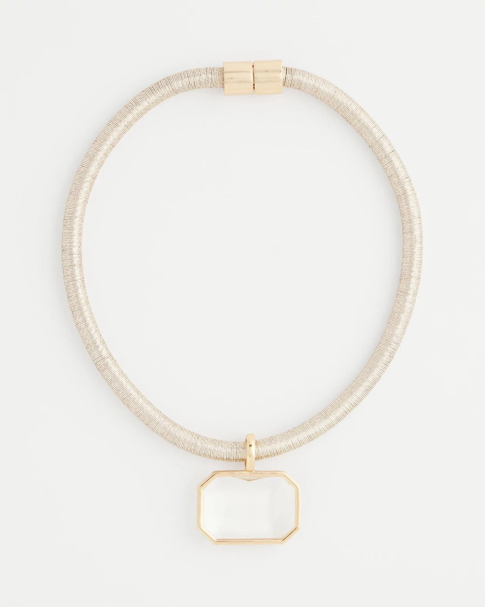 Gold Goldtone Glass Gem Pendant Cord Necklace