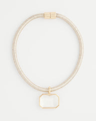 Gold Goldtone Glass Gem Pendant Cord Necklace