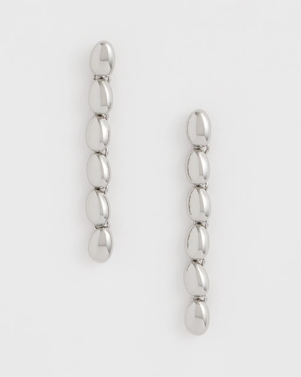 Silver Silver Linear Bead Earrings