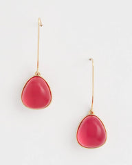 Pink Pink Teardrop Threader Earrings