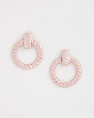 Pink Pink Twist Drop Hoop Earrings