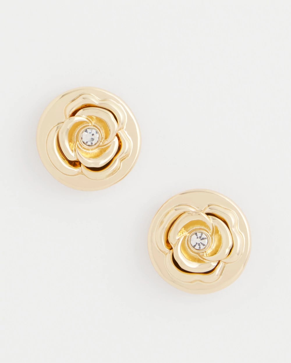 Gold Lucky Coin Flower Stud Earrings
