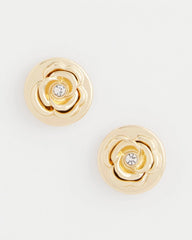 Gold Lucky Coin Flower Stud Earrings