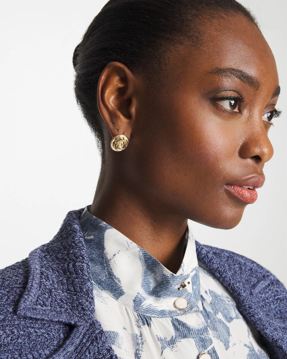 Gold Lucky Coin Flower Stud Earrings