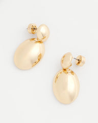 Gold Gold Oval Drop Earrings