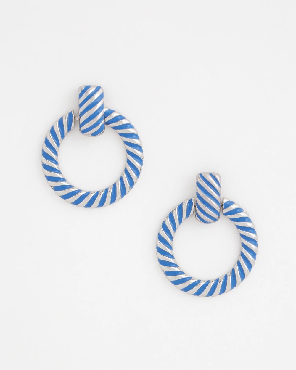 Blue Blue Twist Drop Hoop Earrings