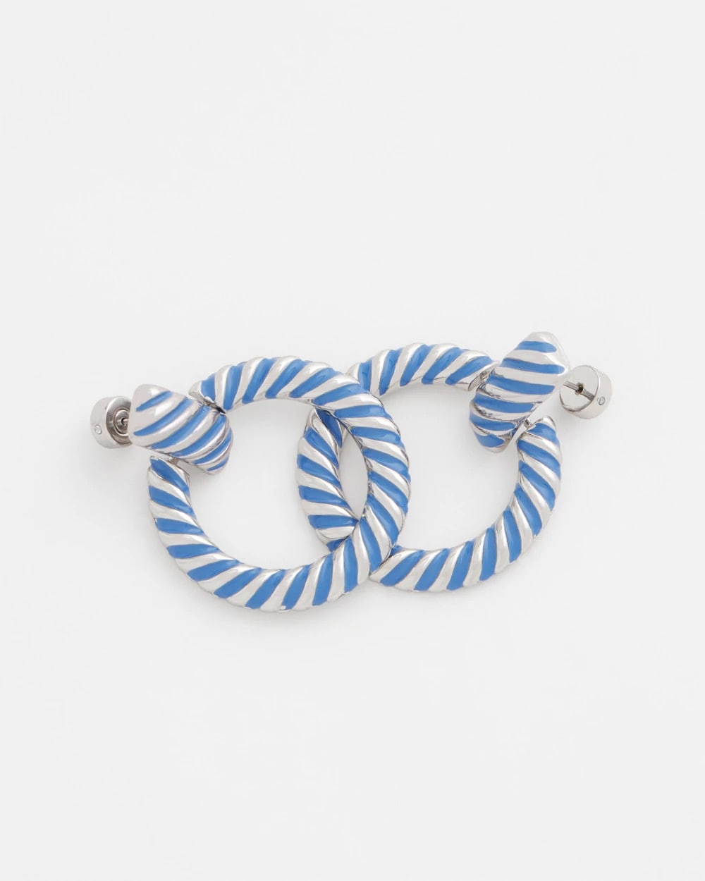 Blue Blue Twist Drop Hoop Earrings