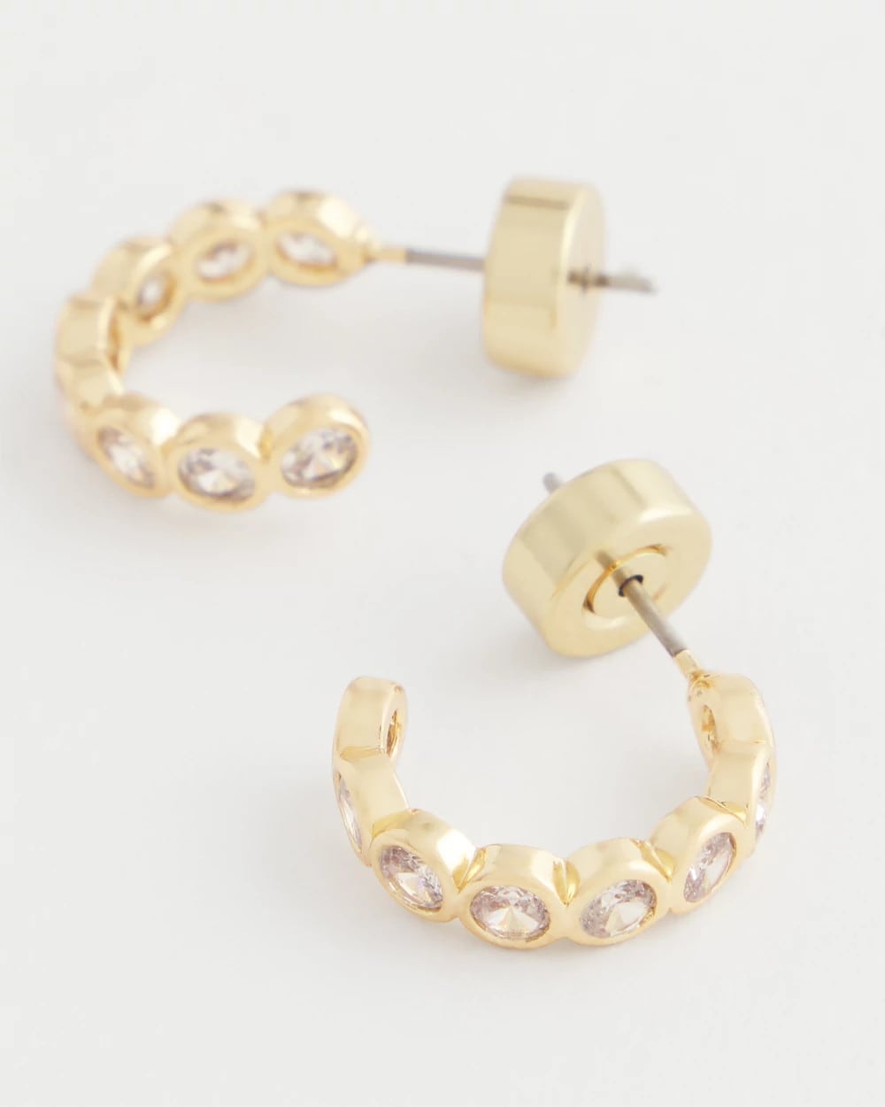 Gold Goldtone Crystal Mini Hoop Earrings