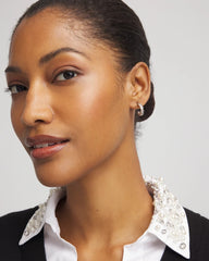 Silver Silvertone Crystal Mini Hoop Earrings