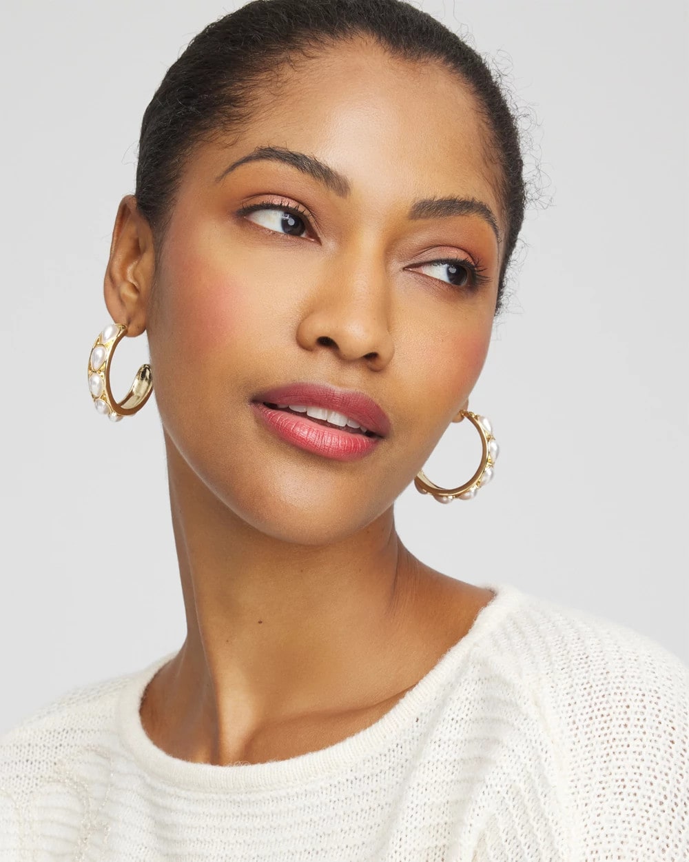 Pearl No Droop® Faux Pearl Hoop Earrings