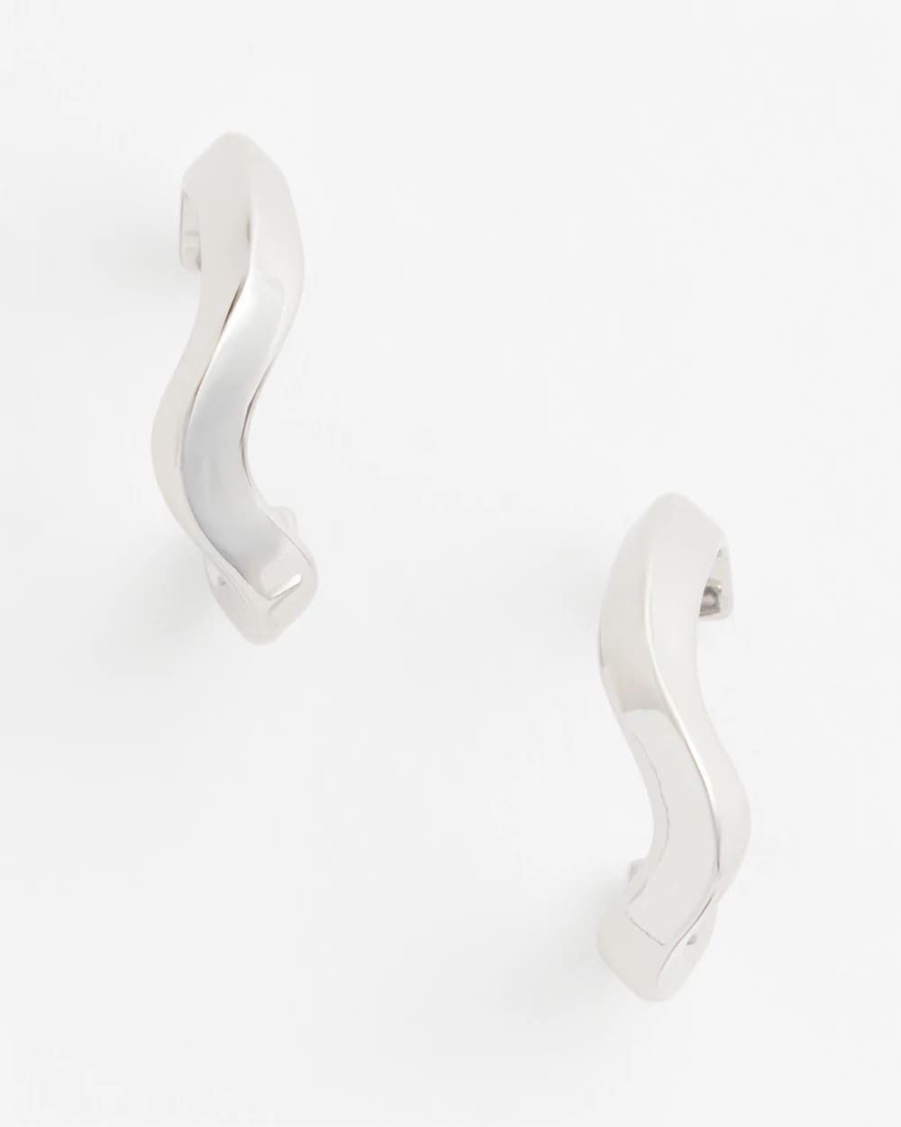 Silver Silver Wavy Hoop Earrings