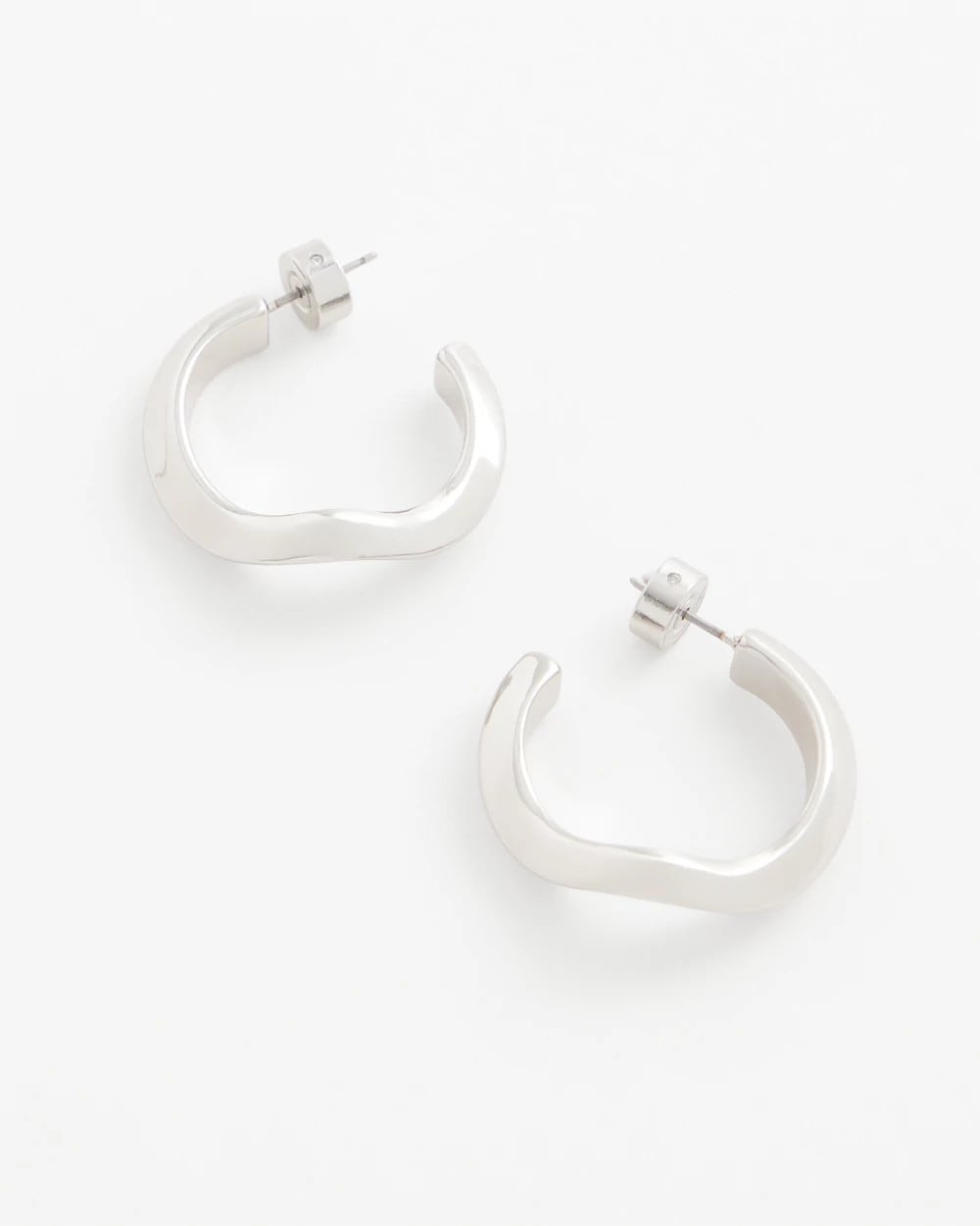 Silver Silver Wavy Hoop Earrings