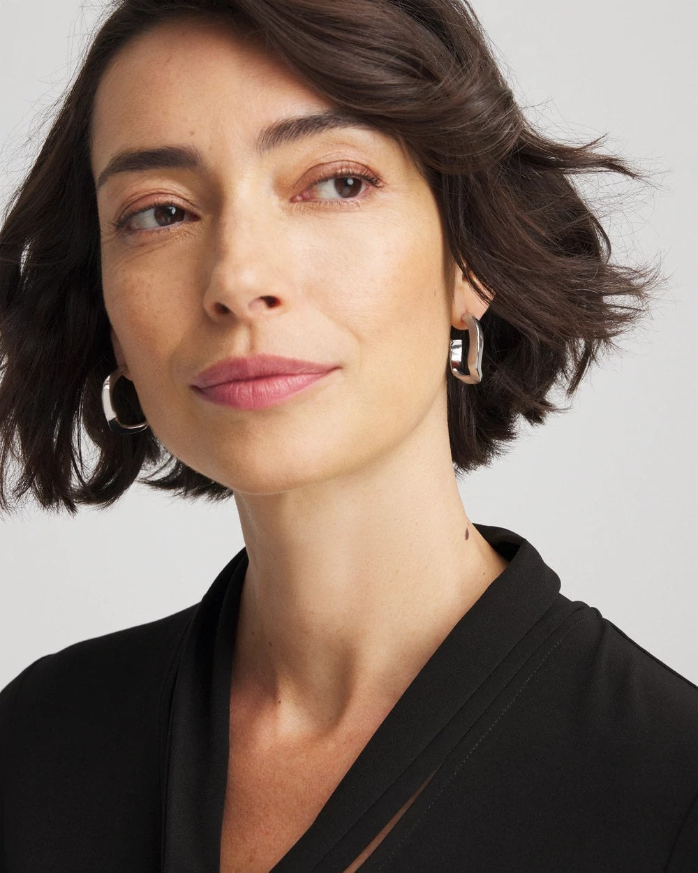 Silver Silver Wavy Hoop Earrings