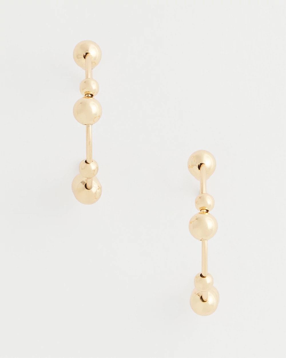 Gold Goldtone Beaded Hoop Earrings
