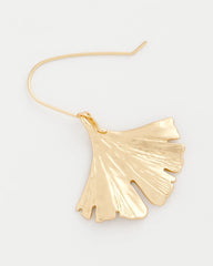 Gold Ginkgo Leaf Fishwire Earrings