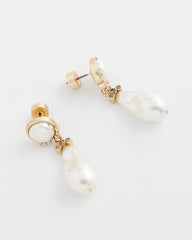 Neutral Faux Pearl Drop Earrings