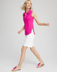 Crushed Berries Slub Sleeveless Collared Tunic