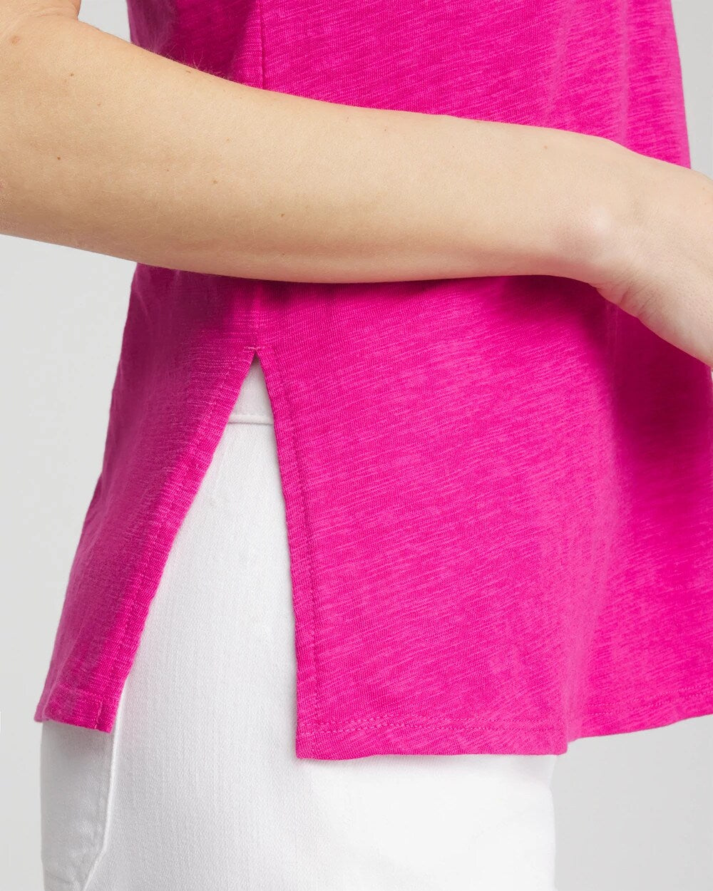 Crushed Berries Slub Sleeveless Collared Tunic